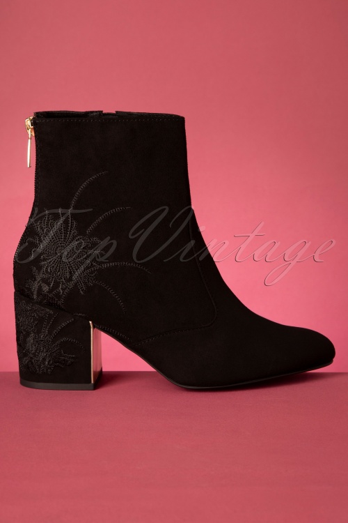 Tamaris - 60s Marley Embroidered Ankle Booties in Black  4