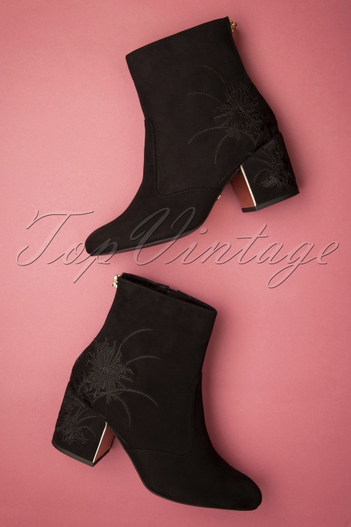 Tamaris - 60s Marley Embroidered Ankle Booties in Black 
