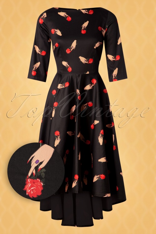 Vintage Diva  - De Amber Swing-jurk in zwart 4
