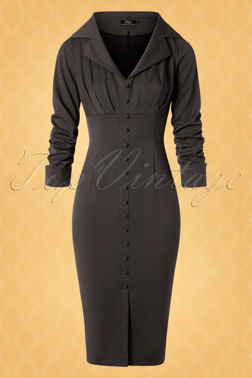 Vintage Diva  - De Amy Pencil-jurk in grijs 3
