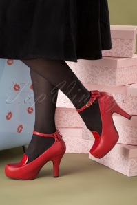 Lola Ramona ♥ Topvintage - Angie Grow A Back Bow-pumps in gebrand rood 4