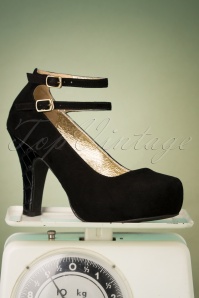 Lola Ramona ♥ Topvintage - 50s Angie Life Is A Party Suede Pumps in Black 2
