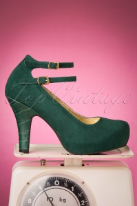 Lola Ramona ♥ Topvintage - 50s Angie Life Is A Party Suede Pumps in Bottle Green 5