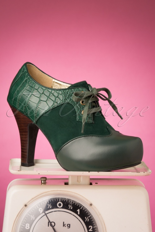 Lola Ramona ♥ Topvintage - Angie Make It Happen Shoe Booties Années 50 en Vert Foncé 2