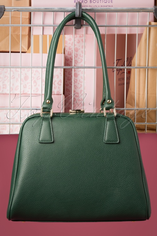 Lola Ramona ♥ Topvintage - Peggy Means Business Handbag Années 50 en Vert Foncé