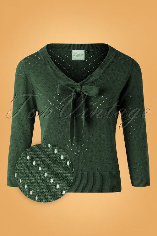 Banned Retro - Charlie Chevron Top Années 50 en Vert Foncé