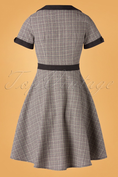 Banned Retro - 50s Happy Check Diner Dress in Grey 3