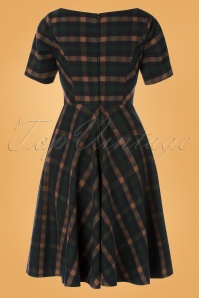 Banned Retro - 40s Check In Swing Dress in Blue and Brown 5