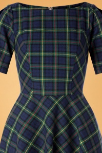 Banned Retro - 40s Check In Swing Dress in Green and Blue 3