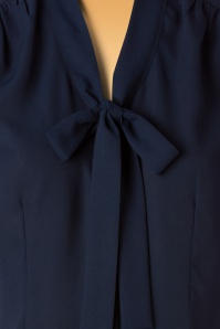 Banned Retro - 50s Perfect Bow Blouse in Midnight Blue 2