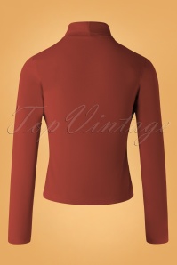 Banned Retro - 60s Jersey Turtle Neck Top in Brick 3