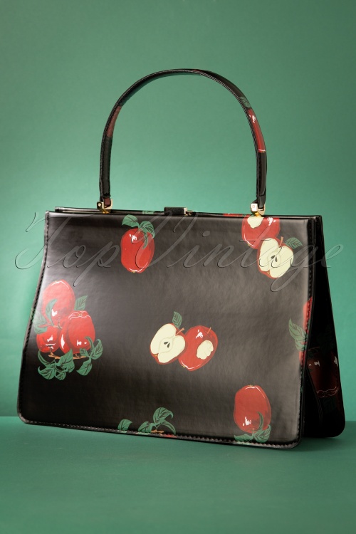 Collectif Clothing - 50s Suzie Apple Bag in Black 2