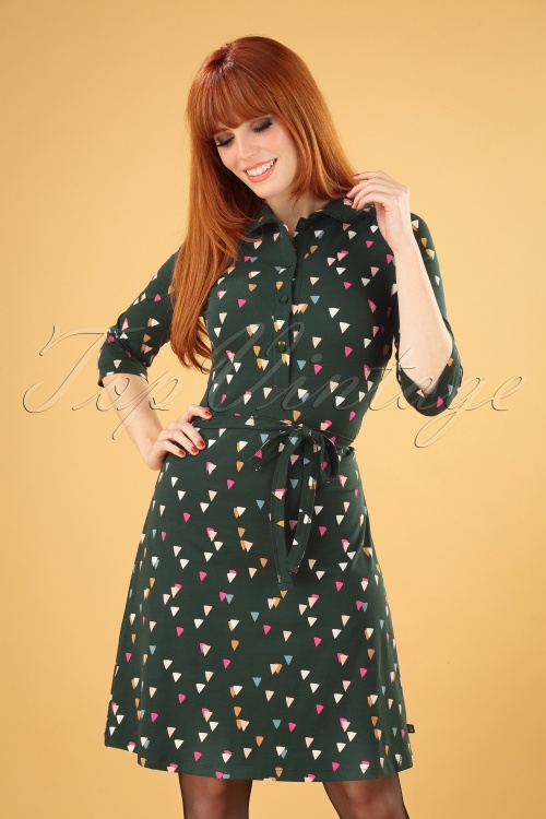 Chills & Fever - 60s Eloise Party A-Line Dress in Forest Green