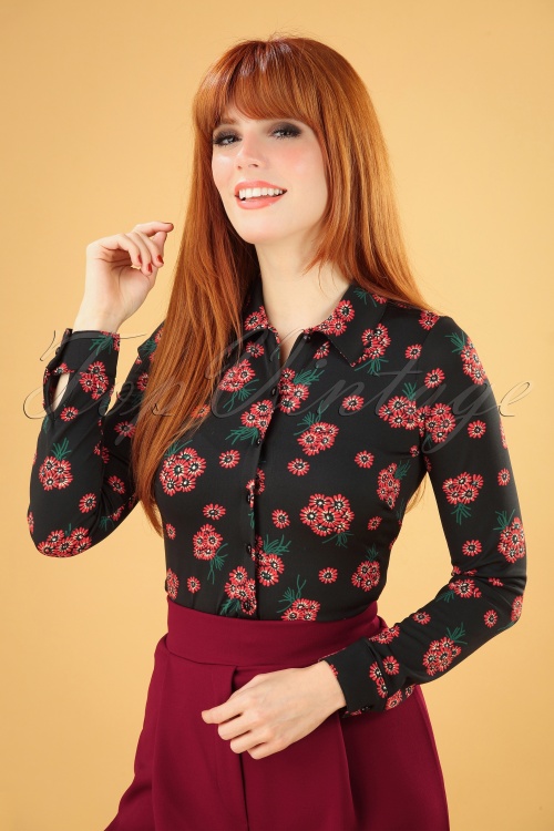 King Louie - 60s Fontana Blouse in Black