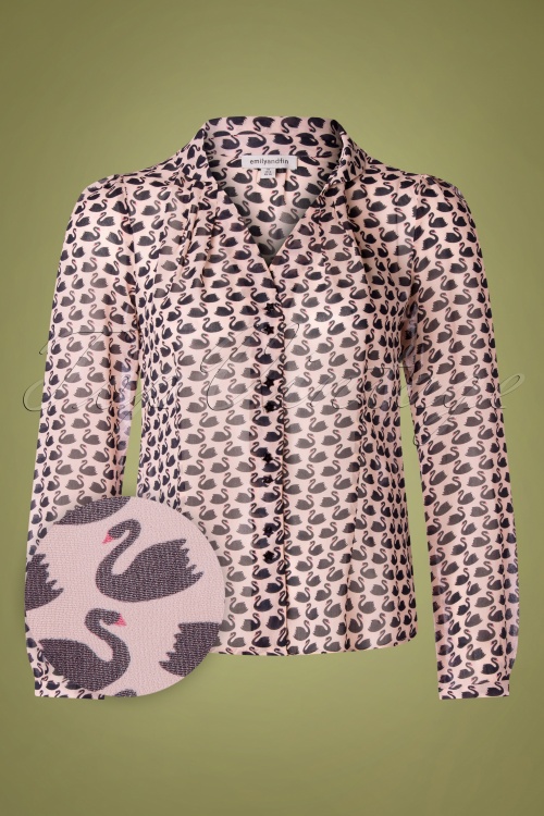 Emily and Fin - 60s Elspeth Swans Blouse in Pink