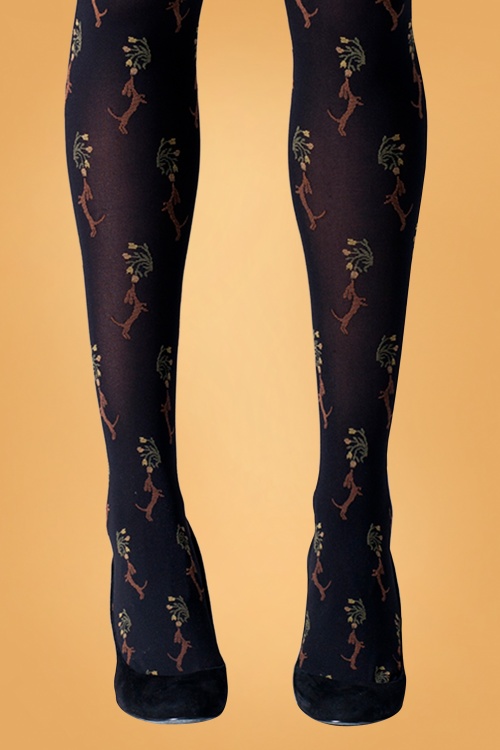 Gipsy 31493 Dog Flower Tights in Black and Brown 20190816 020L W