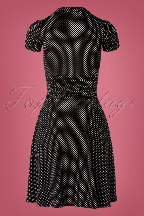 Retrolicious - 50s Debra Pin Dot Swing Dress in Black 4