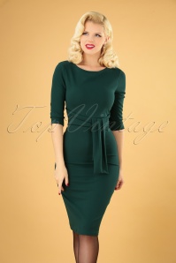 Vintage Chic for Topvintage - Victoria Pencil Dress Années 50 en Vert Forêt