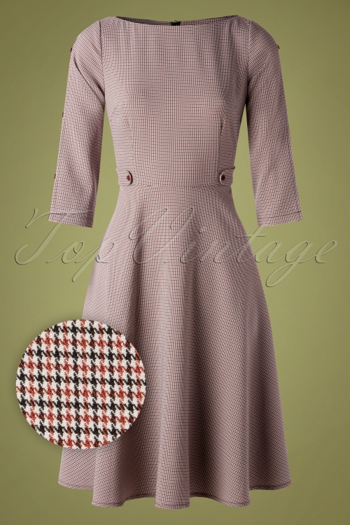 Banned Retro - 40s Gabrielle Swing Dress in Houndstooth 2
