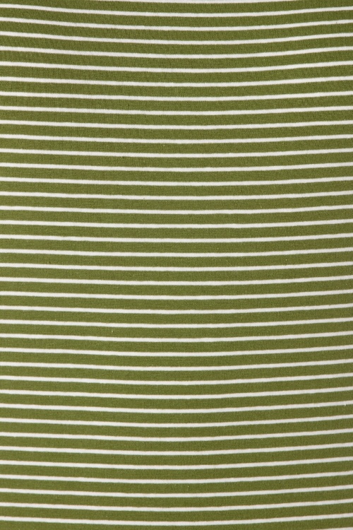 Banned Retro - Jersey Stripes Top Années 60 en Vert Olive  3