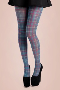 Pamela Mann - Jackson Plaid Tights Années 50 en Bleu