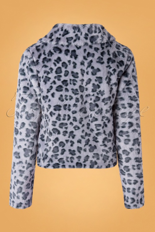 Banned Retro - 60s Fabulous Leopard Swing Fur Jacket in Grey 2