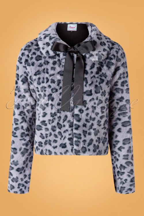 Banned Retro - Fabelhafte Leopard Swing Pelzjacke in Grau