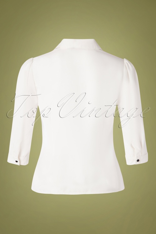 Banned Retro - 60s Foxy Fox Blouse in Ivory White 2