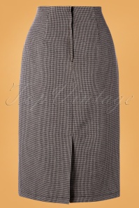 Banned Retro - 50s Moyra Tie Front Pencil Skirt in Grey and Black Houndstooth 2