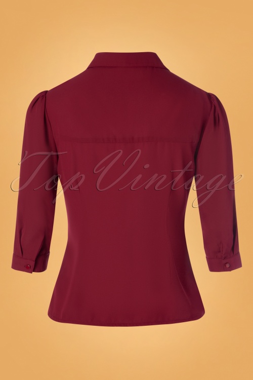 Banned Retro - 60s Foxy Fox Blouse in Burgundy 2