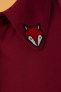 Banned Retro - Foxy Fox Blouse Années 60 en Bordeaux 4