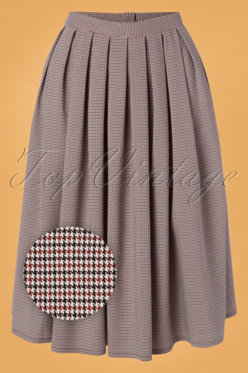 Banned Retro - Lizzy Check Swing Skirt Années 50 en Ivoire et Noir