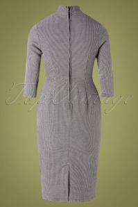Banned Retro - 50s Betty Means Business Pencil Dress in Grey Houndstooth 3