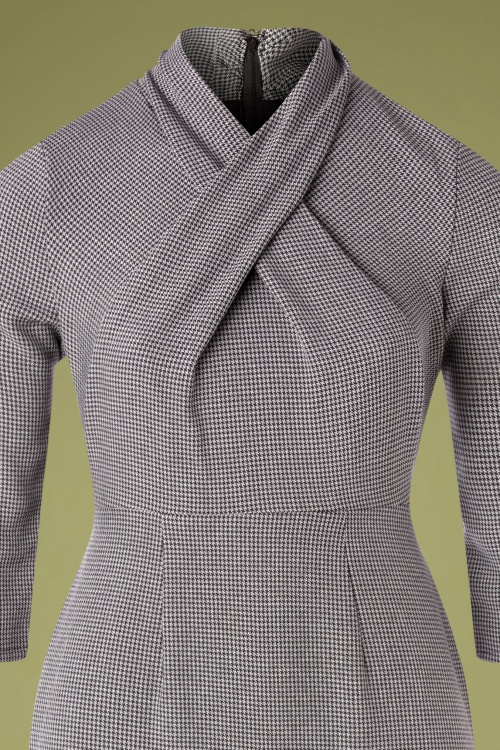 Banned Retro - 50s Betty Means Business Pencil Dress in Grey Houndstooth 4