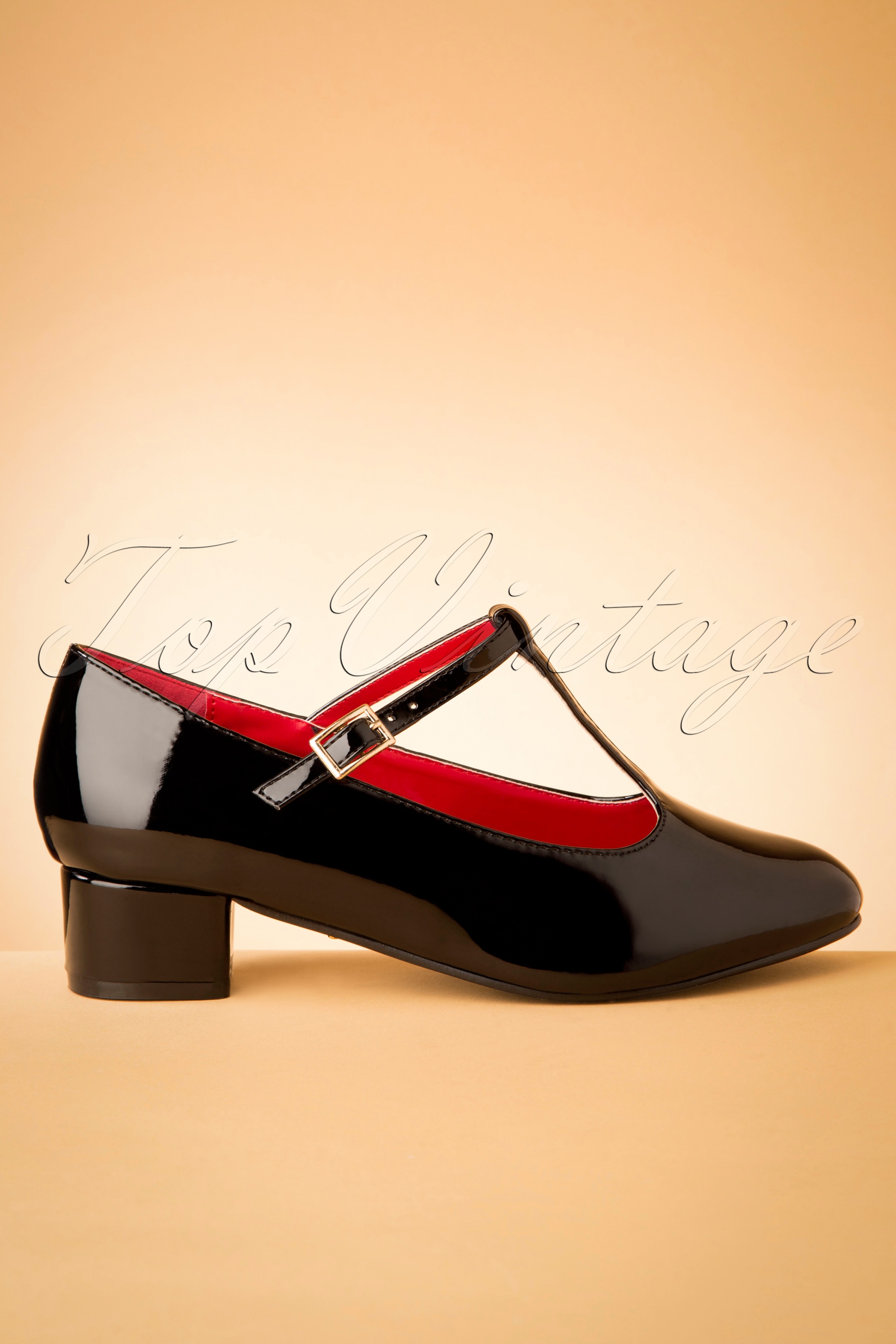 Lulu Hun - Chrissie Patent T-Strap-pompen in zwart 3