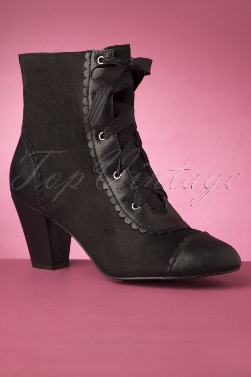 Lulu Hun - Selma Half Boots Années 40 en Noir