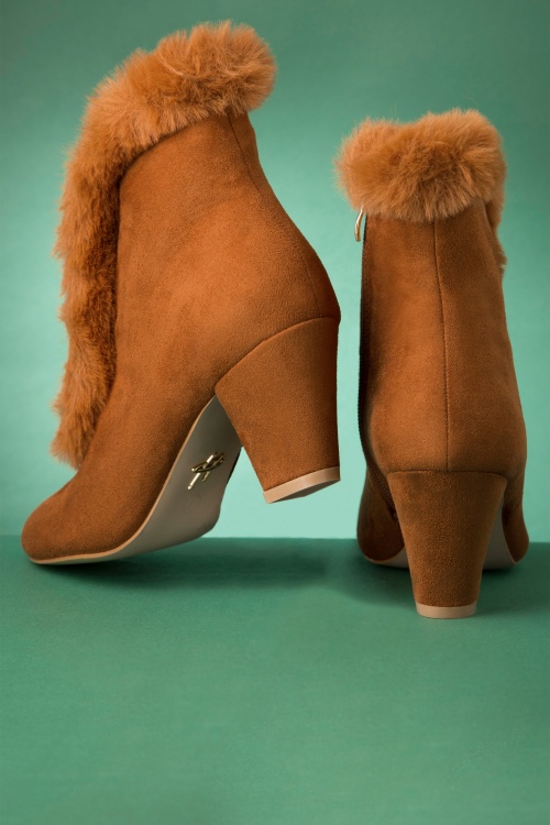 Lulu Hun - Tatiana Faux Fur Boots Années 70 en Camel 4