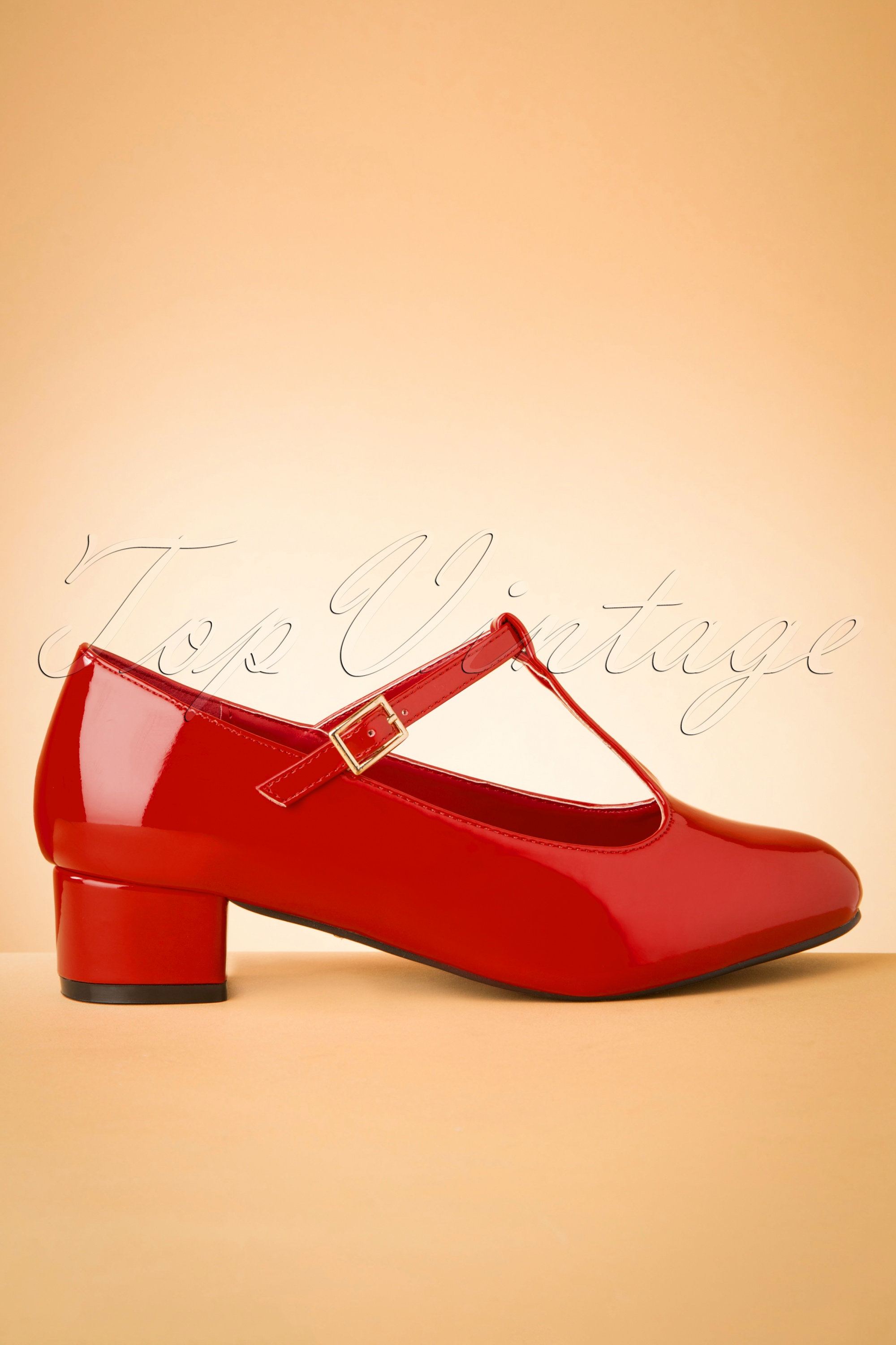 Lulu Hun - Chrissie Patent T-Strap Pumps in Lipstick Red 3