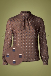 Banned Retro - Box Spot-blouse in cappuccinobruin