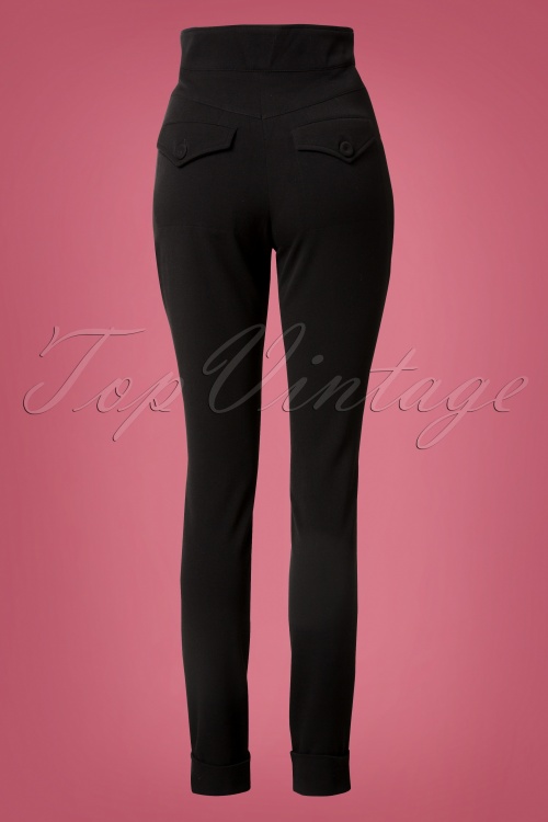 Miss Candyfloss - 50s Nicola High Waisted Stretch Pants in Black 3