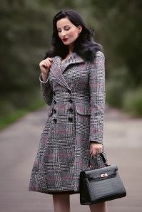 Bunny - 50s Pascale Check Coat in Black and White