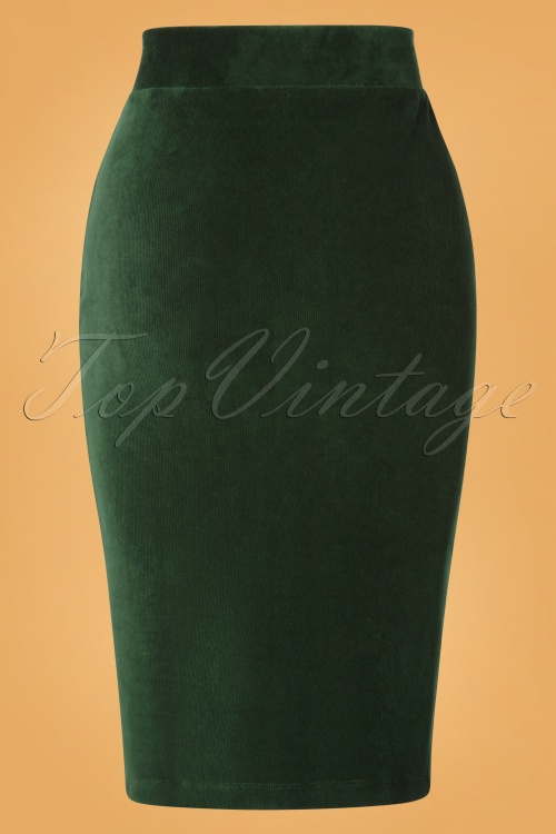 King Louie - 50s Rib Velours Tube Skirt in Pine Green 3