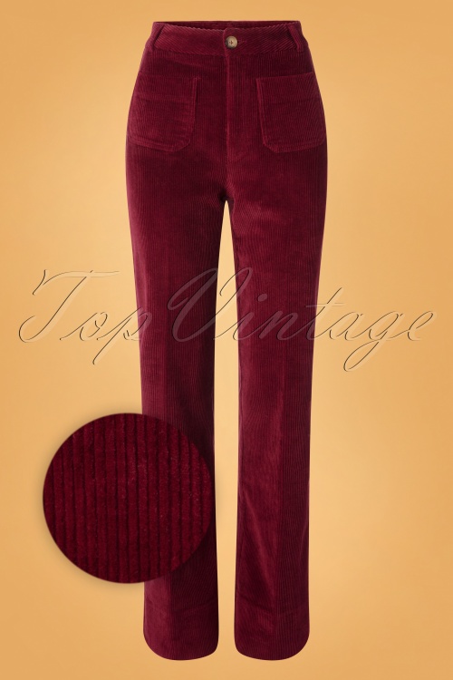 King Louie - 70s Garbo Colonne Corduroy Pants in Cherise Red 2