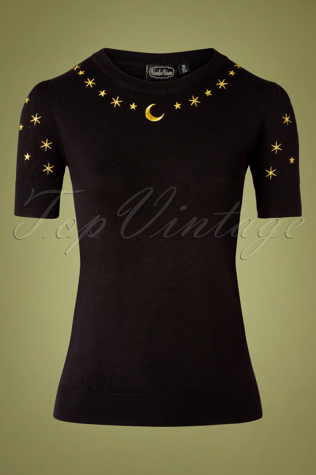 Vixen 50s Celeste Star Sweater in Black | Shop at Topvintage