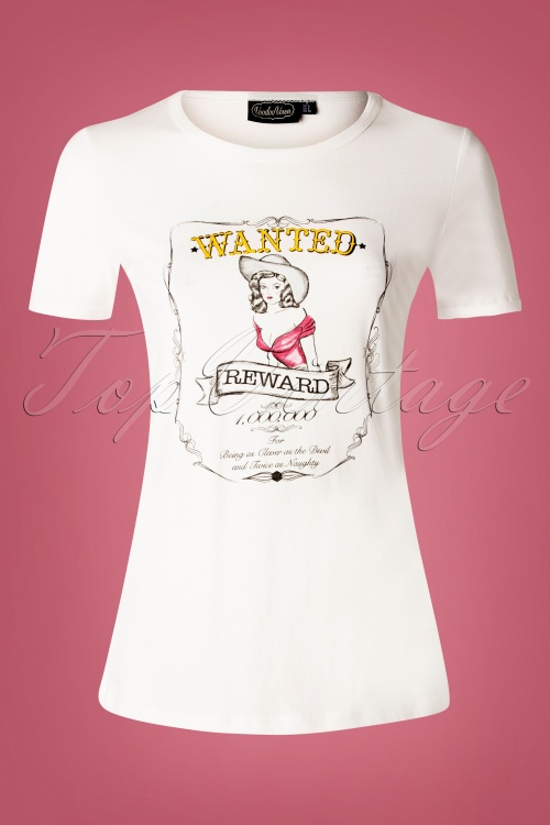 Vixen - 50s Wanted T-Shirt in White