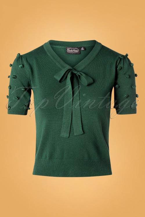 Vixen - Elaine Bow Sweater Années 40 en Vert