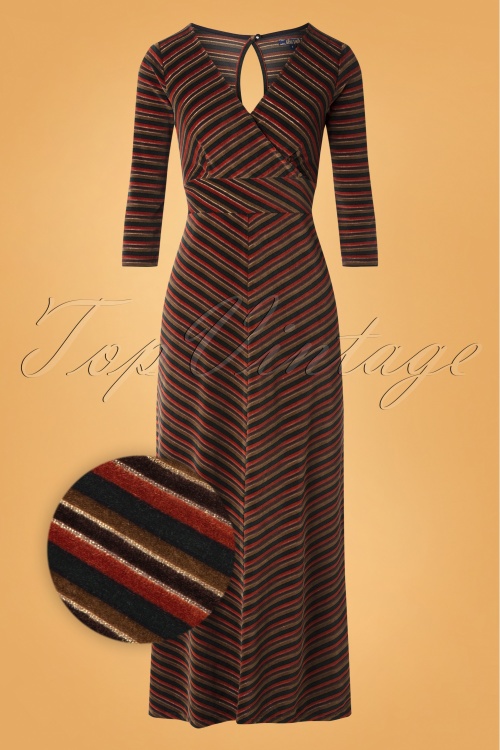 Verwonderend 70s Lot Velvet Stripe Maxi Dress in Pine Green VE-23