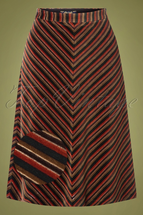 King Louie - 70s Trudy Velvet Stripe Skirt in Pine Green 2