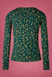 King Louie - 60s Picallily Bow Blouse in Dragonfly Green 2