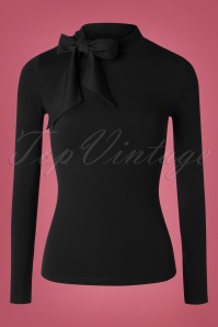 Vixen - 50s Josie Tie Neck Top in Black